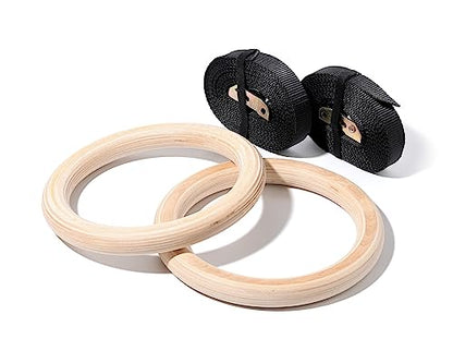 Wood Gymnastic Ring Olympic Strength Training Gym Rings Wooden