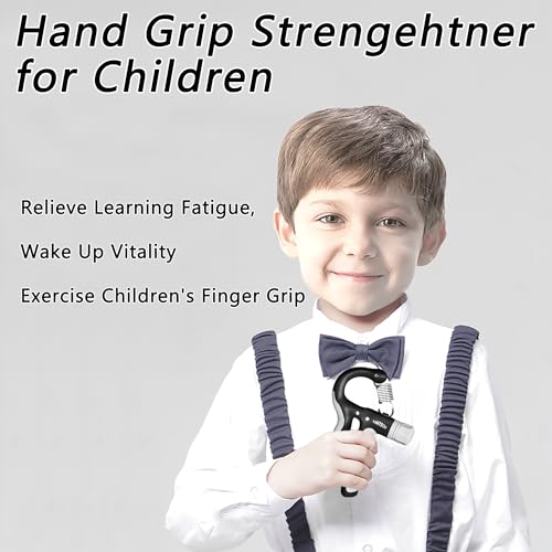Hand Grip Strengthener for Kids and Youth, Adjustable Resistance Hand Gripper 11-45Lbs, Hand Grips for Strength Training, Stress Relief Grip - color: Black-2 pack