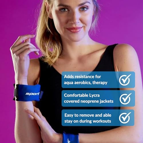 Sporti Fitness Wrist Weights - Water Weights for Aqua Belt Pool Exercise, Comfortable Fit - color: Wrist Weight - Red - 1lb