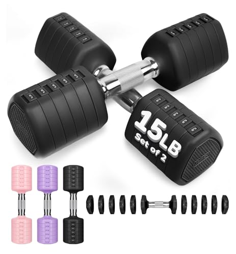 Adjustable Dumbbell Set of 2, 10LB 20LB 30LB Weight Set - color: Black, size: 30 lbs Total-(15LB Each)