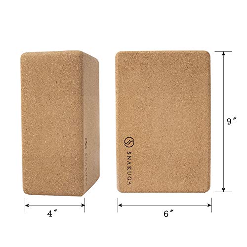 Cork Yoga Block 2 Pack for Pilates, 4'' or 3'' Non-Slip & High Density Blocks for Meditation, Fitness and Stretching, Supportive and Flexibility Brick for Improve Poses Balance