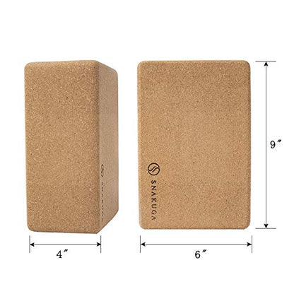 Cork Yoga Block 2 Pack for Pilates, 4'' or 3'' Non-Slip & High Density Blocks for Meditation, Fitness and Stretching, Supportive and Flexibility Brick for Improve Poses Balance