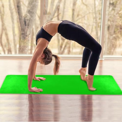 Yoga Mat Neon Green Solid Color 1 mm Non‑Slip Fitness Exercise Mat Lightweight Travel Workout Mat for Gym, Pilates & Stretching, Incluede Storage Bag