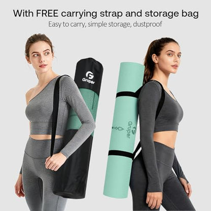 Gruper Yoga Mat Non Slip TPE Extra Wide Yoga Mat with Alignment Mark, 72"L x 32"W x 0.32"/0.24"Th (183cm x 80cm x 8mm/6mm), Anti-Tear Exercise Mat with Carrying Strap and Bag, Workout Mats for Yoga, Pilates