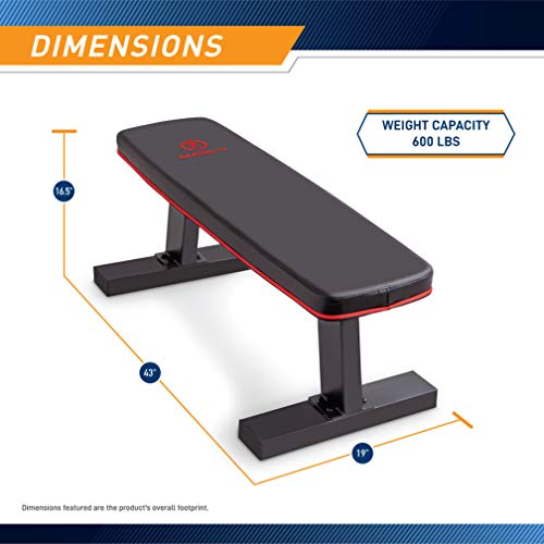 Marcy Flat Utility Weight Bench for Home Gym Weight Training and Ab Exercises - color: Deluxe - Red Trim