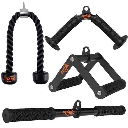 Cable Machine Attachment Set for Gym & Home Workouts, LAT Pulldown Attachments with Non-Slip Grips, Black