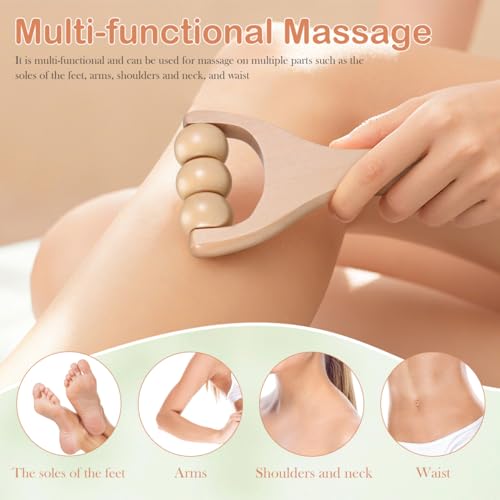 ARTIBETTER Wooden Massage Roller Sticks 2-Pack Handheld Foot Massager Tools for Trigger Point Therapy Portable Acupoint Massagers for Neck Shoulder Back and Leg Pain Relief