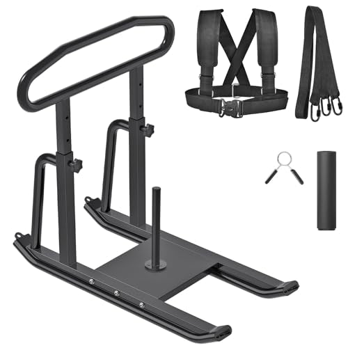 Dolibest Weight Sled, Fitness Sled, Workout Sled for Fitness Strength Training and Speed Improvement, Push-Pull Prowler Training, Suitable for 1-2" Weight Plates, Black