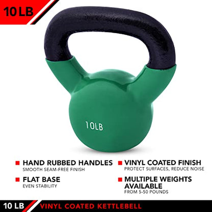 JFIT Kettlebell Weights Vinyl Coated Iron - style: 10lb (Green)