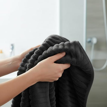 6 Pack Soft Microfiber Hand Towels for Bathroom, 16"x30", Black - color: Black