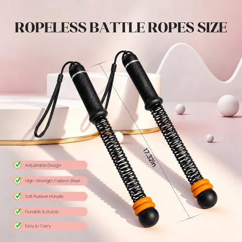 Ropeless Battle Ropes for Home Gym, Portable Cordless Battle Ropes with Variable Resistance for Men & Women Full Body HIIT Cardio & Arm Strength Training Fitness Exercise