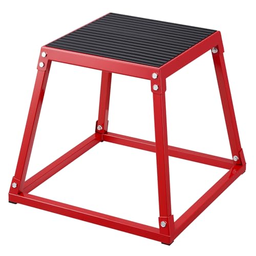VEVOR Plyometric Jump Box, 18 Inch Plyo Box, Steel Plyometric Platform and Jumping Agility Box, Anti-Slip Fitness Exercise Step Up Box for Home Gym Training, Conditioning Strength Training - color: Red, size: 18 inch