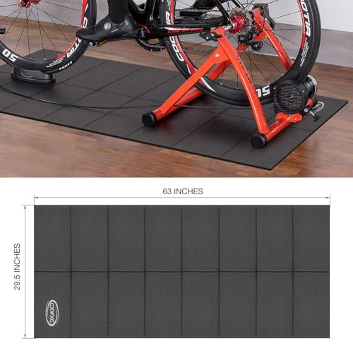CXWXC Exercise Bike Mat 29.5” x 63” - Bike Trainer Floor Mat for Indoor Riding - Heavy Duty Fitness Equipment Mat for Treadmill Spin, Peloton, Stationary, Exercise Bike