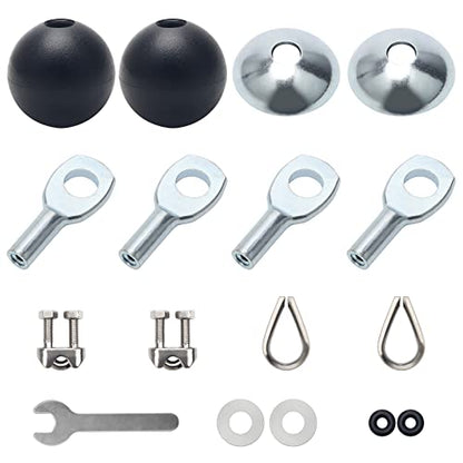 17Pcs Cable Attachments for Gym, Solid Rope Attachment for 5mm Fitness Pulley Machine Gym Equipment for Home Gym Cable Replacement Parts Rope (17)