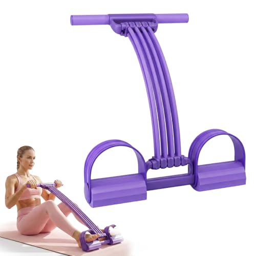 Pedal Resistance Bands with Handles, 2026 New Multifunction Tension Rope Elastic Fitness Band for Home Workout, Yoga, Stretching, Full Body Exercise for Arms, Legs, Waist - color: Purple