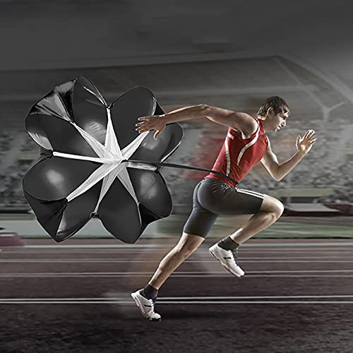 Resistance Parachute Running Speed Training, 57 in Speed Chute with Carry Bag,Resistance Running Parachute for Football Training Kids/Adults(Color:Black) - color: Black