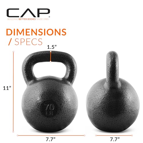 CAP Barbell Cast Iron Kettlebell - Singles and Sets, Multiple Weight Choices - size: 70 pounds