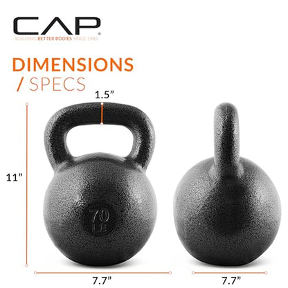 CAP Barbell Cast Iron Kettlebell - Singles and Sets, Multiple Weight Choices - size: 70 pounds