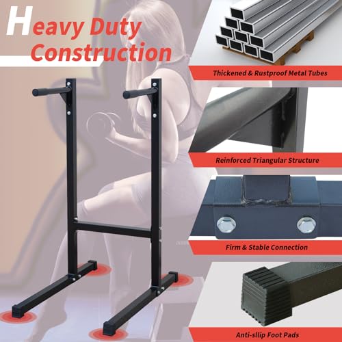 Adjustable Height Dip Bar Station, Heavy Duty Dip Station for Home Gym,Multi-function Dip Station Pull Up Bar Full Body Strength Training Workout Fitness Equipment for Tricep Dips - color: Dip Bar