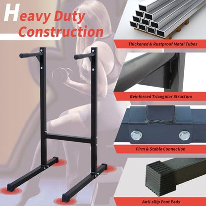 Adjustable Height Dip Bar Station, Heavy Duty Dip Station for Home Gym,Multi-function Dip Station Pull Up Bar Full Body Strength Training Workout Fitness Equipment for Tricep Dips - color: Dip Bar