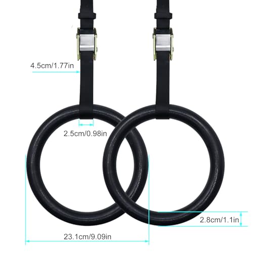 Rings Strap Set, Gym with Adjustable Strap, Fitness Gym Home Equipment Set, Strength Training Fitness Pull Up for Muscle Building