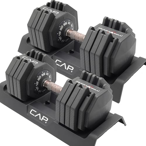 CAP ADJUSTABELL Adjustable Dumbbell Weights - Singles & Pairs | 12.5 lb, 25 lb & 55 lb | Multiple Handle Options - size: 55 lb - Copper Handle, style: Pair