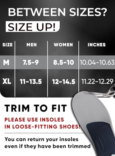 CRUVHEAL Work Orthotic Plantar Fasciitis Boot Insoles Men Women, M