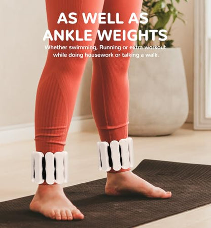 Ankle and Wrist Weights for Women & Men, Adjustable Arm & Leg Weights Set of 2 (1 lb/2 lb Each) Soft Silicone Weighted Bands Weighted Bracelet for Pilates Yoga Dance Walking Running Swimming Water Pool Home Gym Fitness Workout Jogging Gymnastics Aerobics