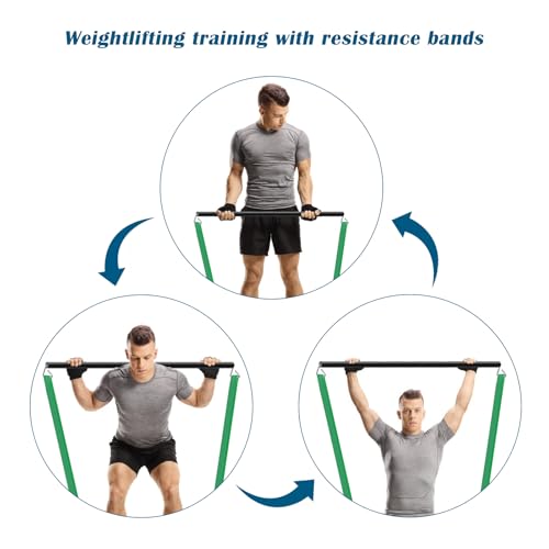 Resistance Band Bar, 26.4in or 39.4in, Workout Bar for Fitness, Portable Weightlifting Training, Suit for Home Exercise, Resistance Band Training