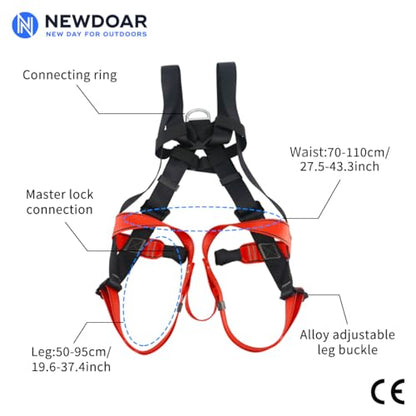 NewDoar Climbing Harness CE Certification Rock Climbing Rappelling Equipment Body Guard Protect Rappelling Rescuing Equip - color: Adult Full Body