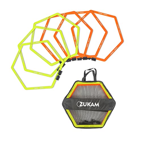 Hex Agility Rings for Speed Training & Agility Footwork Training Speed Hurdles Ladder with Carrying Bag (6 Rings)
