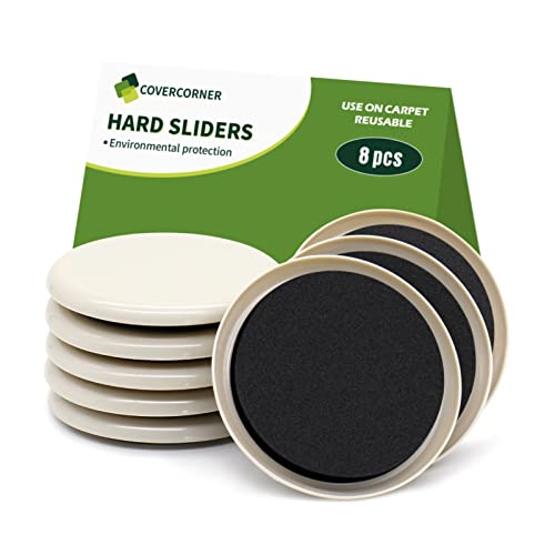 Furniture Sliders for Carpet 8 PCS - 3 1/2 inch Furniture Moving Slider Chair Legs Floors Protectors– Move Your Furniture Easy & Safely(for Carpet) - size: 8 PCS 3 1/2 inch Beige