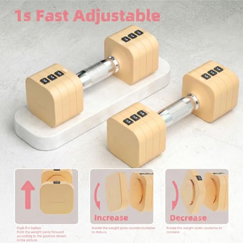 20LB Adjustable Dumbbell Set, 10lb Dumbbells Set of 2, 5 in 1 Free Weights Set, Each 4lb 6lb 8lb 10lb for Women & Men for Home Gym Exercise Workout Strength Training Equipment - color: Beige
