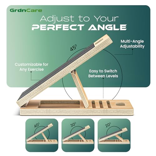 Wooden Calf Stretcher - Portable Slant Board for Calf Stretching - Bears 300 lbs - Adjustable Incline Board Physical Therapy Equipment - Reduce Injury Risk, Improve Foot, Leg & Ankle Mobility