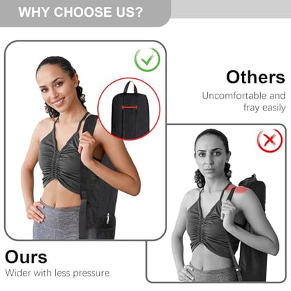 Yoga Mat Bag Carrier Side Mesh Zipper Pocket Exterior Wet Compartment Lightweight Waterproof Yoga Bag for Mat - color: Black