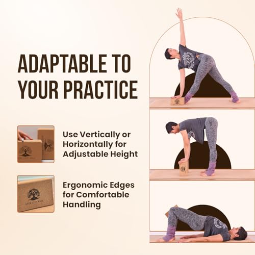 Eco-Friendly Cork Yoga Block Single, High-Density, Slip-Resistant by MHW - LIVE WELL