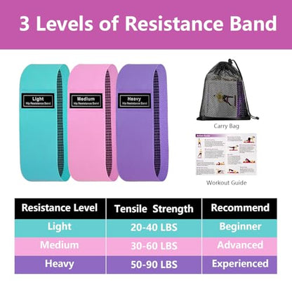 Muka 3 Pcs Custom Fabric Resistance Bands Embroidered with Logo, Booty Stretch Band Loops Elastic Straps for Legs Glute Thigh - color: Gray