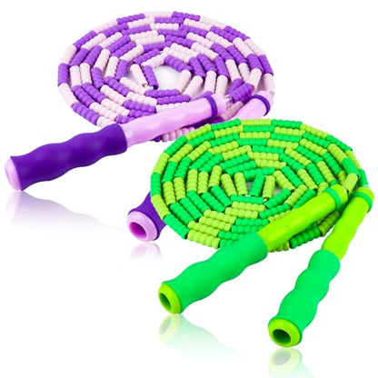 Jump Rope for Kids, Adjustable Jump Ropes for 4 5 6 7 8 10 12, Tangle Free - color: Green and Purple