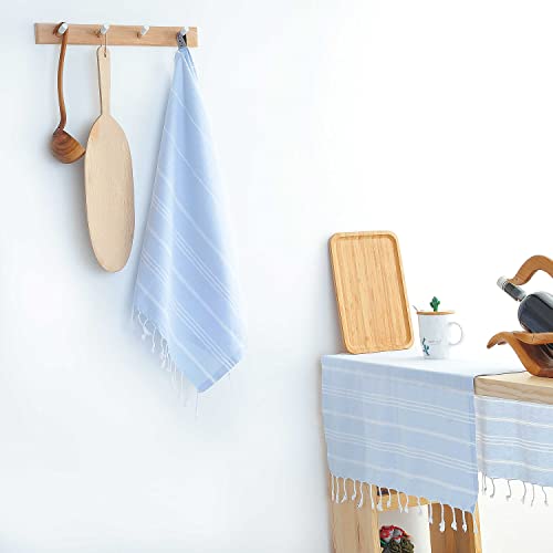 Cacala 100% Turkish Cotton Kitchen Tea Towels, Highly Absorbent Luxury Soft Quick Drying Dish Towel with Hanging Loop for Gym, Yoga, Bath, Sports, Cleaning and Kitchen (23 x 36), Baby Blue - color: Baby Blue