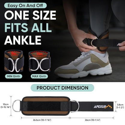 APEXUP Ankle Strap for Cable Machine, Ankle Resistance Bands, Cable Kick Back Ankle Straps for Gym, Glute Workouts, Leg Extensions, Adjustable Straps with Neoprene Padding - color: Mocha, style: Single