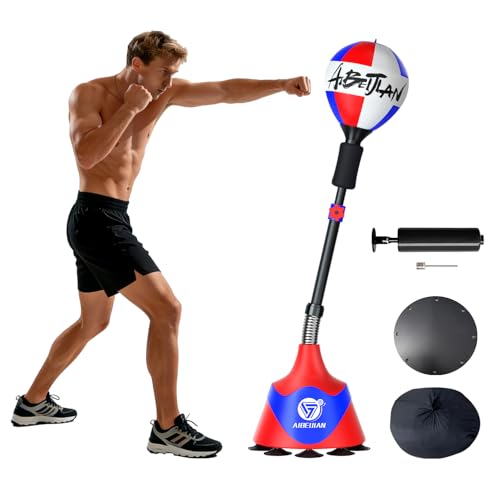 Freestanding Reflex Boxing Bag,Punching Bag with Stand,Height Adjustable,Speed Punching Ball for Adults Kids,Boxing Equipment for Home Gym - color: Red