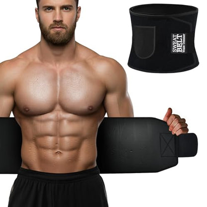 AMZBOSS Waist Trainer for Women & Men, Sweat Band Waist Trimmer Sweat Belts - color: Black+pocket, size: Large