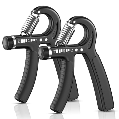 FitBeast Grip Strength Trainer 2 Pack – Adjustable Hand Grip Strengthener for Strength Training & Rehabilitation, 10-132 lbs Resistance Forearm Strengthener, Ideal for Athletes, Rehab, Office - color: Black