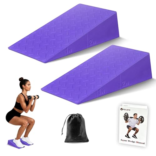Folaps Squat Wedge Block with Guide for Heel Elevated Squat Weightlifting Slant Board for Squats with Carry Bag to Improve Mobility Balance and Strength Performance