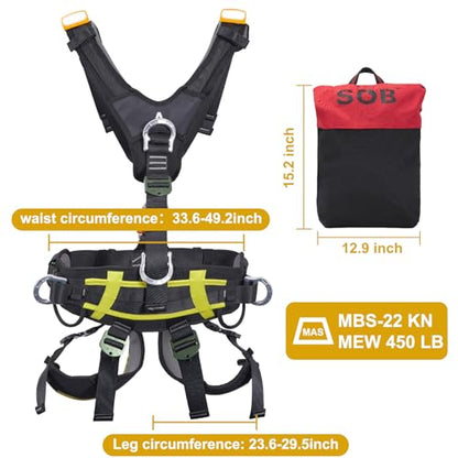SOB Outdoors Lightweight Hunting Harness, Tree Stand Harness with 360 Degree Rotation, Adjustable Breathable Padded Safety Harness