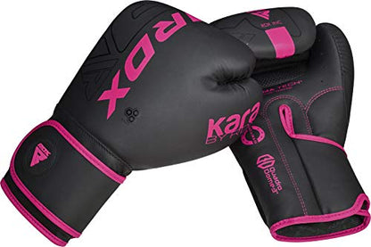 RDX Boxing Gloves, Pro Training Sparring, Maya Hide Leather, Muay Thai MMA Kickboxing, Men Women Adult, Heavy Punching Bag Focus Mitts Pads Workout, Ventilated Palm, Multi Layered, 8 10 12 14 16 18 Oz - color: PINK, size: 12 OZ