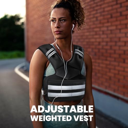 Weighted Vest for Women and Men, 4-11lb/11-18lb/20-32lb Rucking Vest with 6 Ironsand Bags, Storage Pocket and Reflective Stripes for Workout, Running, Strength Training - size: 4-11 lbs