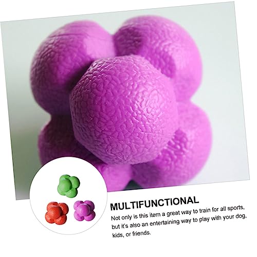 Outanaya 3pcs Hexagonal Reaction Ball Set High Elasticity Fitness Agile Training Balls for Exercise and Agility Training Suitable for Skill Levels Random Color