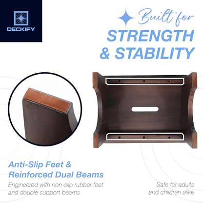 Premium Wooden Step Stool for Adults, Small Acacia Wood Stepping Stool, Non-Slip 1-Step Bedside Stool for Bed & Bathroom, 600 lbs, Portable - 9 Inch - size: 9.0 Inch