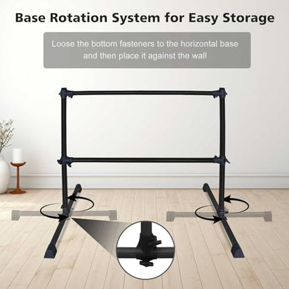 4FT Freestanding Ballet Barre,Adjustable Height 6.7–46", Portable Double Dance Bar for Home Ballet Training,Stretching, Pilates,Kids & Adults – Non-Slip, Easy Assembly & Storage - color: Black + Steel